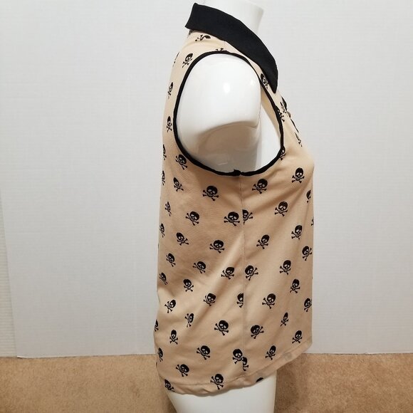Julie's Closet top Medium skull crossbones punk semi sheer collared button up - Picture 4 of 11
